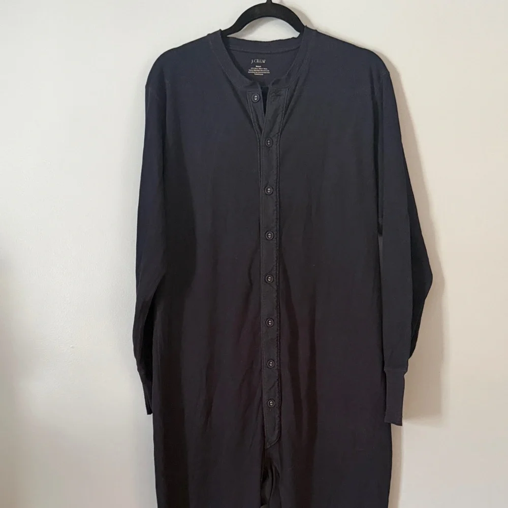 Men’s Navy J.Crew Union-suit Jumpsuit Pajamas One Piece Navy Size M 100% Cotton